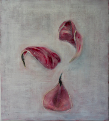 Drei fallende Tulpenblätter